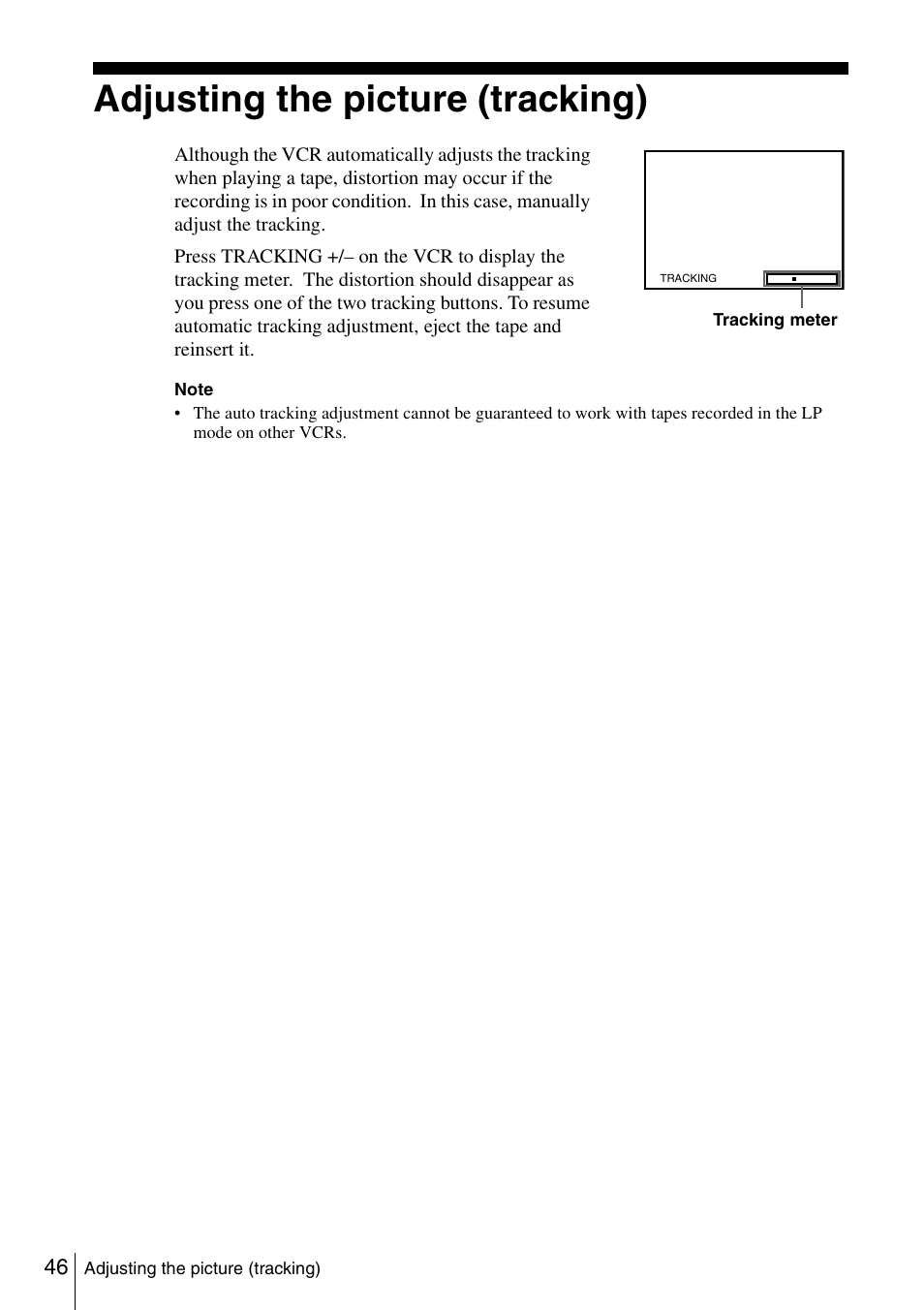 Adjusting the picture (tracking), 46 ad | Sony SLV-N51 User Manual | Page 46 / 60