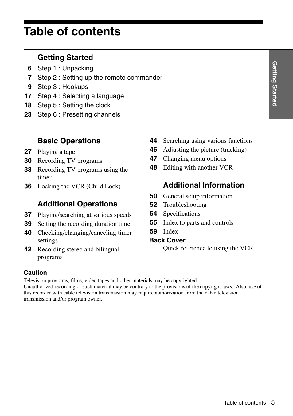 Sony SLV-N51 User Manual | Page 5 / 60