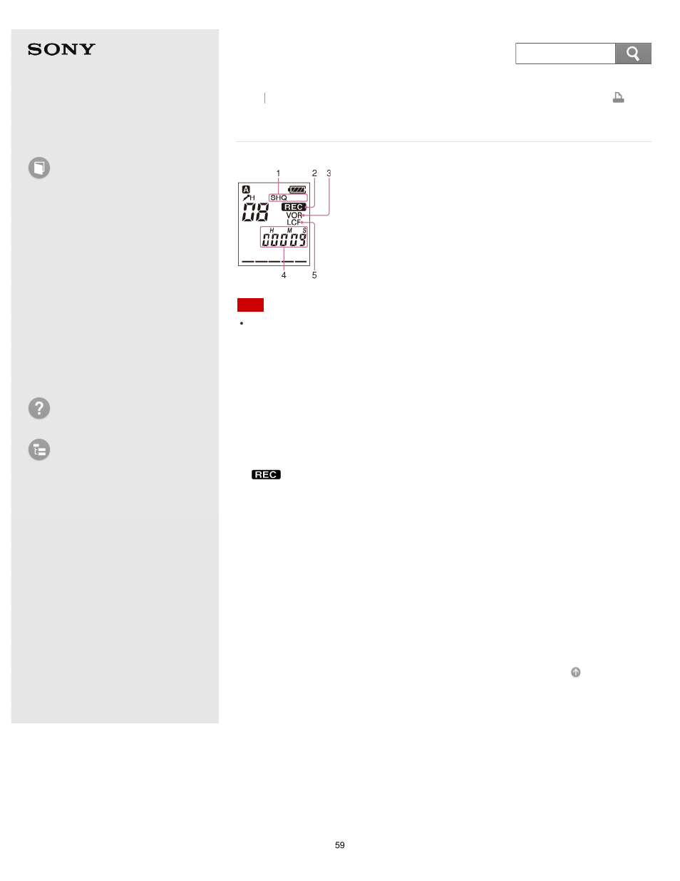 Display when recording, Help guide, How to use | Troubleshooting list of topics, Icd-bx140 | Sony ICD-BX140 User Manual | Page 65 / 180