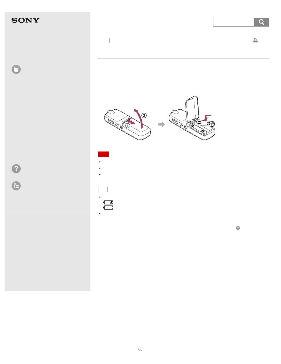 Inserting batteries, Help guide, How to use | Troubleshooting list of topics, Icd-bx140 | Sony ICD-BX140 User Manual | Page 69 / 180