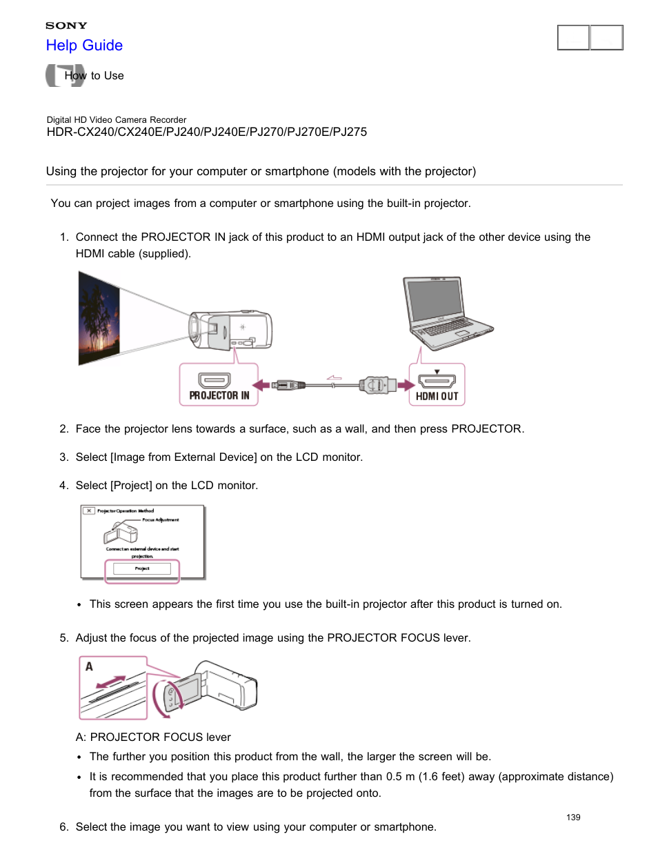 Help guide | Sony HDR-CX240 User Manual | Page 149 / 351