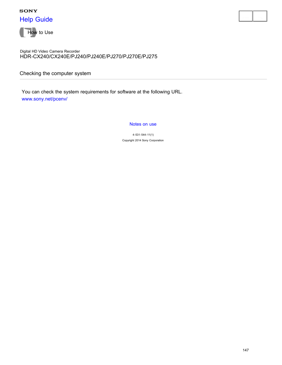 Checking the computer system, Help guide | Sony HDR-CX240 User Manual | Page 157 / 351