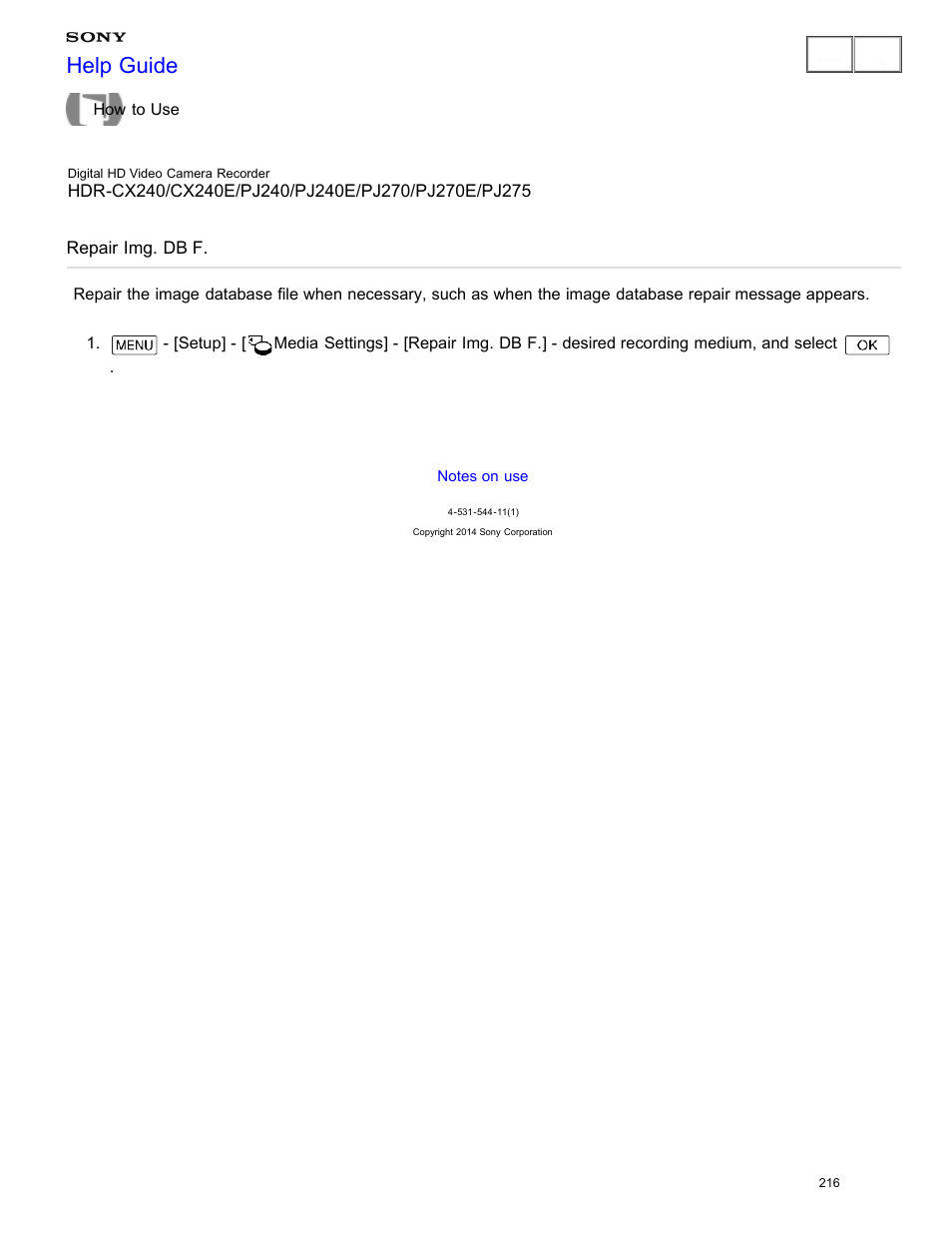 Repair img. db f, Help guide | Sony HDR-CX240 User Manual | Page 226 / 351