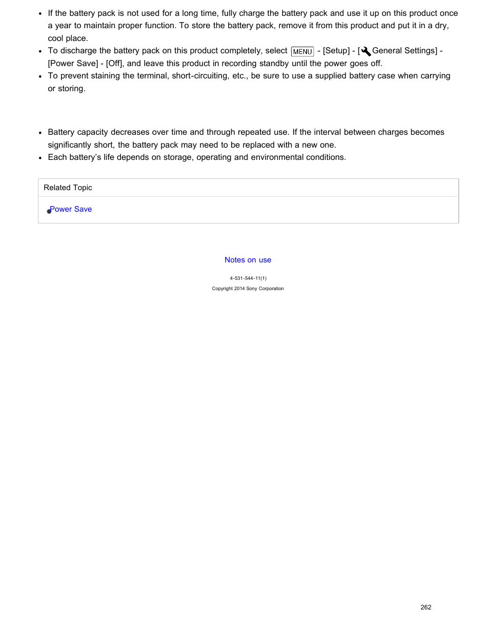 About battery life | Sony HDR-CX240 User Manual | Page 272 / 351