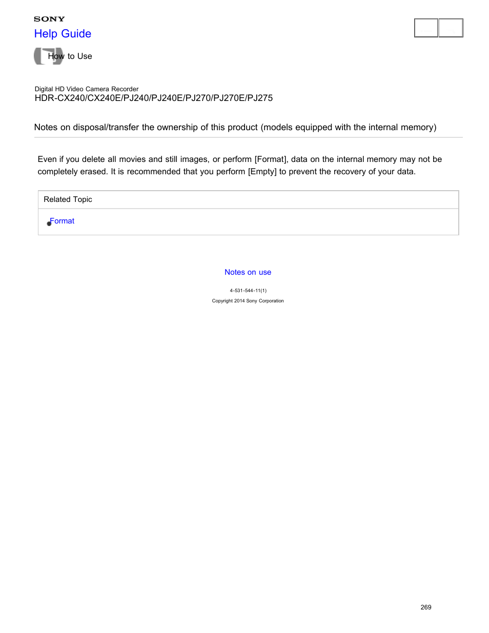 Help guide | Sony HDR-CX240 User Manual | Page 279 / 351