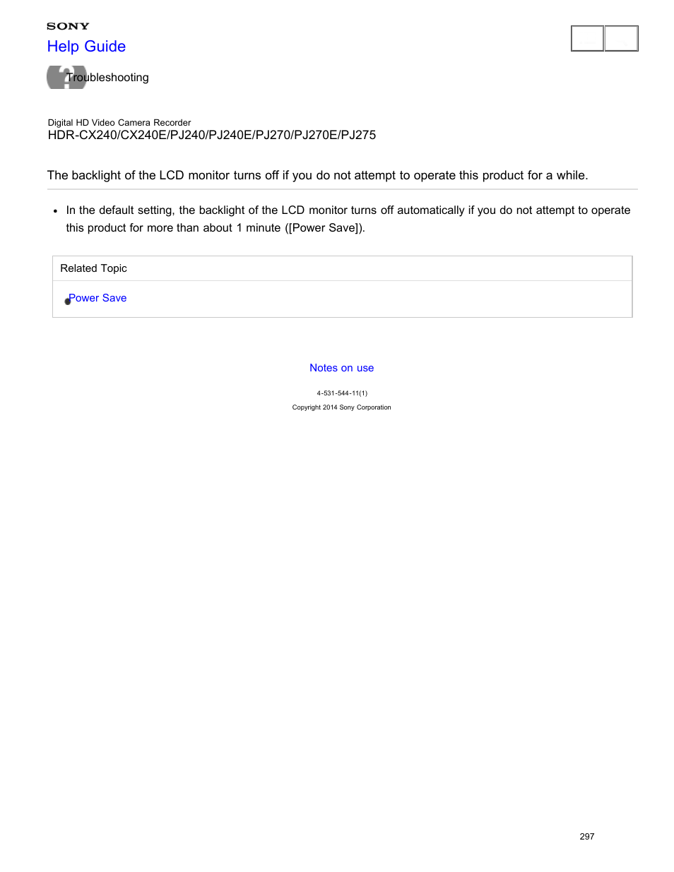 Attempt to operate this product for a while, Help guide | Sony HDR-CX240 User Manual | Page 307 / 351