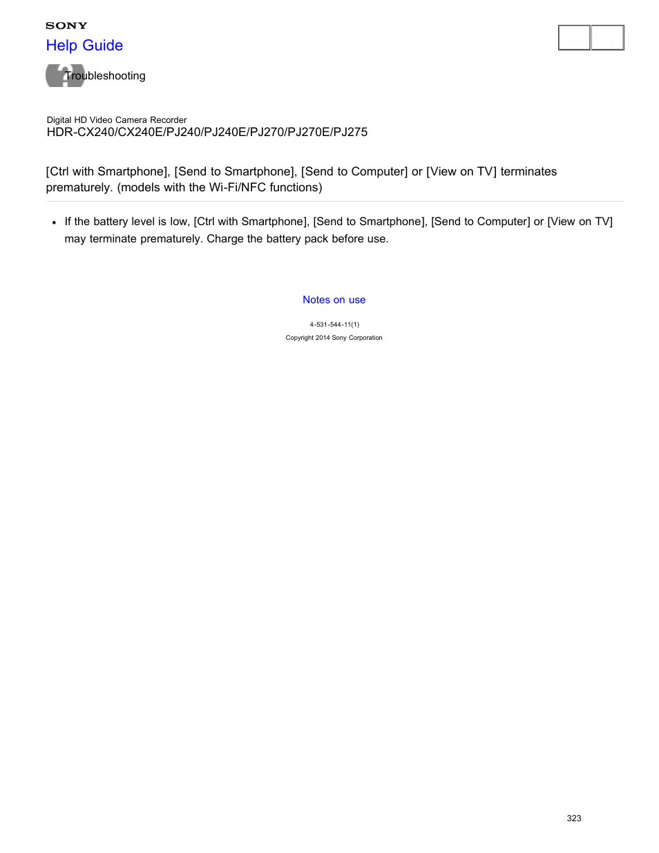 Computer] or [view on tv] terminatesprematurely, Help guide | Sony HDR-CX240 User Manual | Page 333 / 351