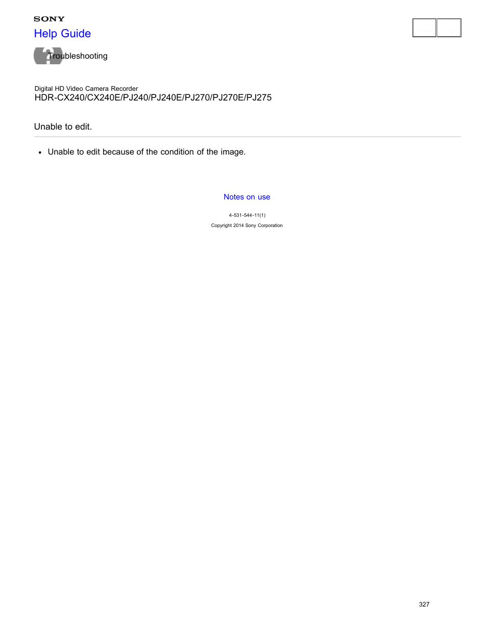 Unable to edit, Help guide | Sony HDR-CX240 User Manual | Page 337 / 351