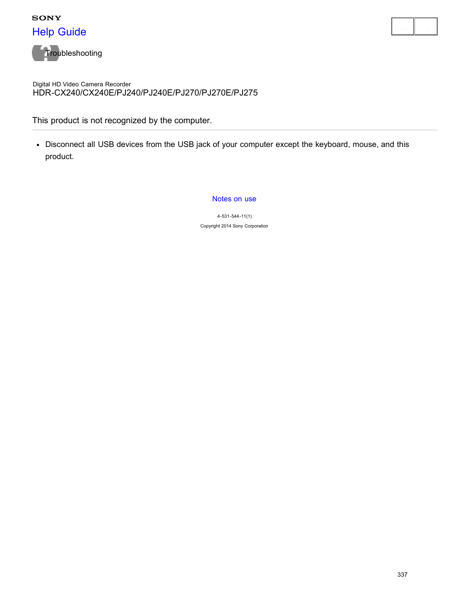 This product is not recognized by the computer, Help guide | Sony HDR-CX240 User Manual | Page 347 / 351