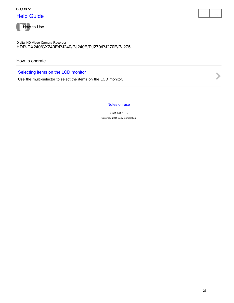 How to operate, Help guide | Sony HDR-CX240 User Manual | Page 36 / 351
