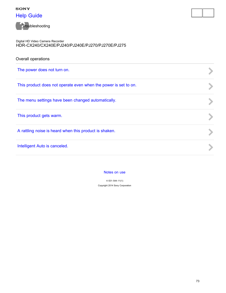 Overall operations, Help guide | Sony HDR-CX240 User Manual | Page 83 / 351