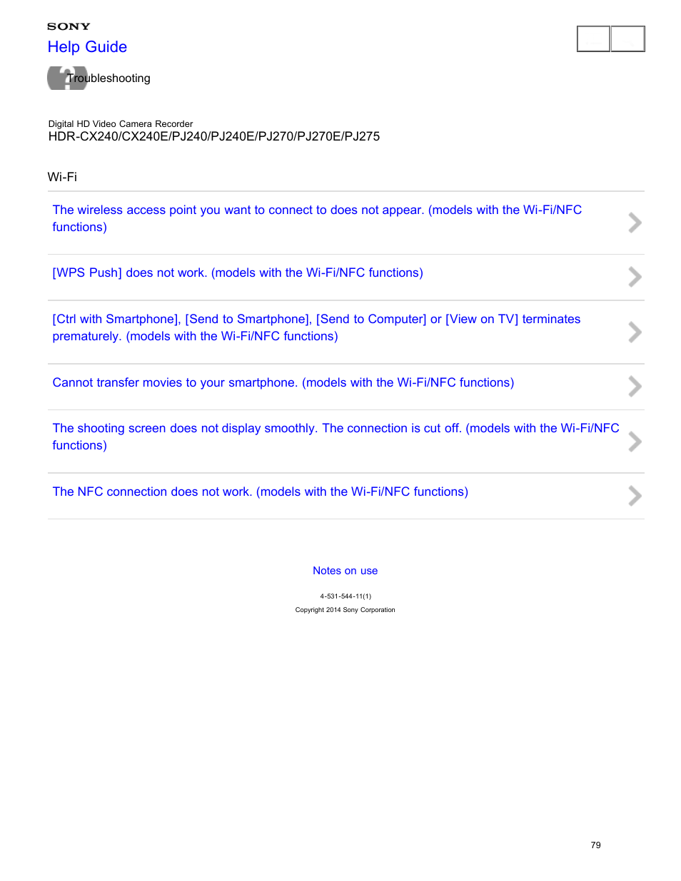 Wi-fi, Help guide | Sony HDR-CX240 User Manual | Page 89 / 351