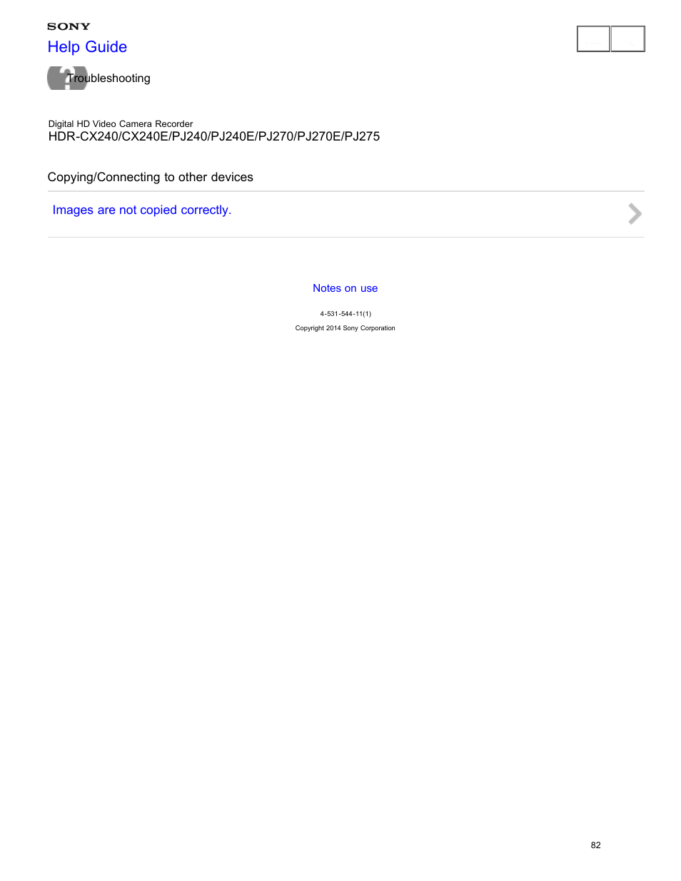 Copying/connecting to other devices, Help guide | Sony HDR-CX240 User Manual | Page 92 / 351