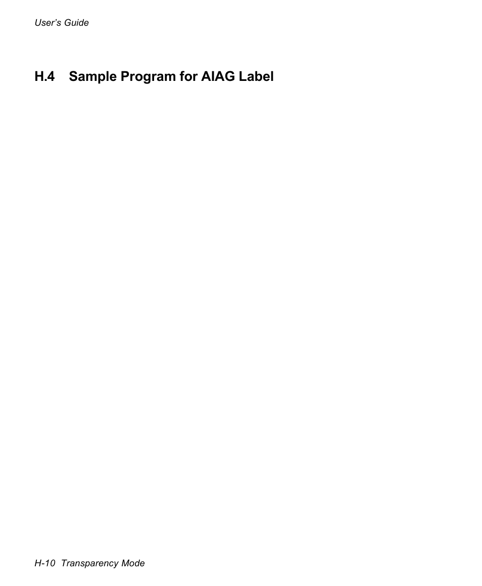 H.4 sample program for aiag label | AMT Datasouth documax 3300 User Manual | Page 216 / 221