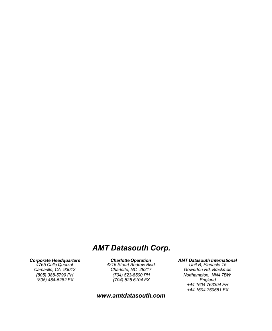 Amt datasouth corp | AMT Datasouth documax 3300 User Manual | Page 221 / 221