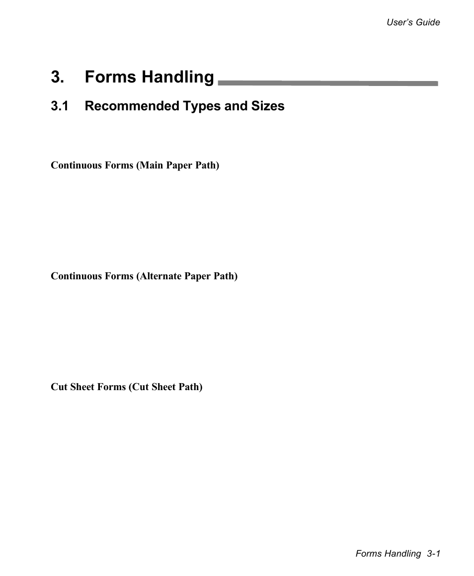Forms handling, 1 recommended types and sizes | AMT Datasouth documax 3300 User Manual | Page 47 / 221