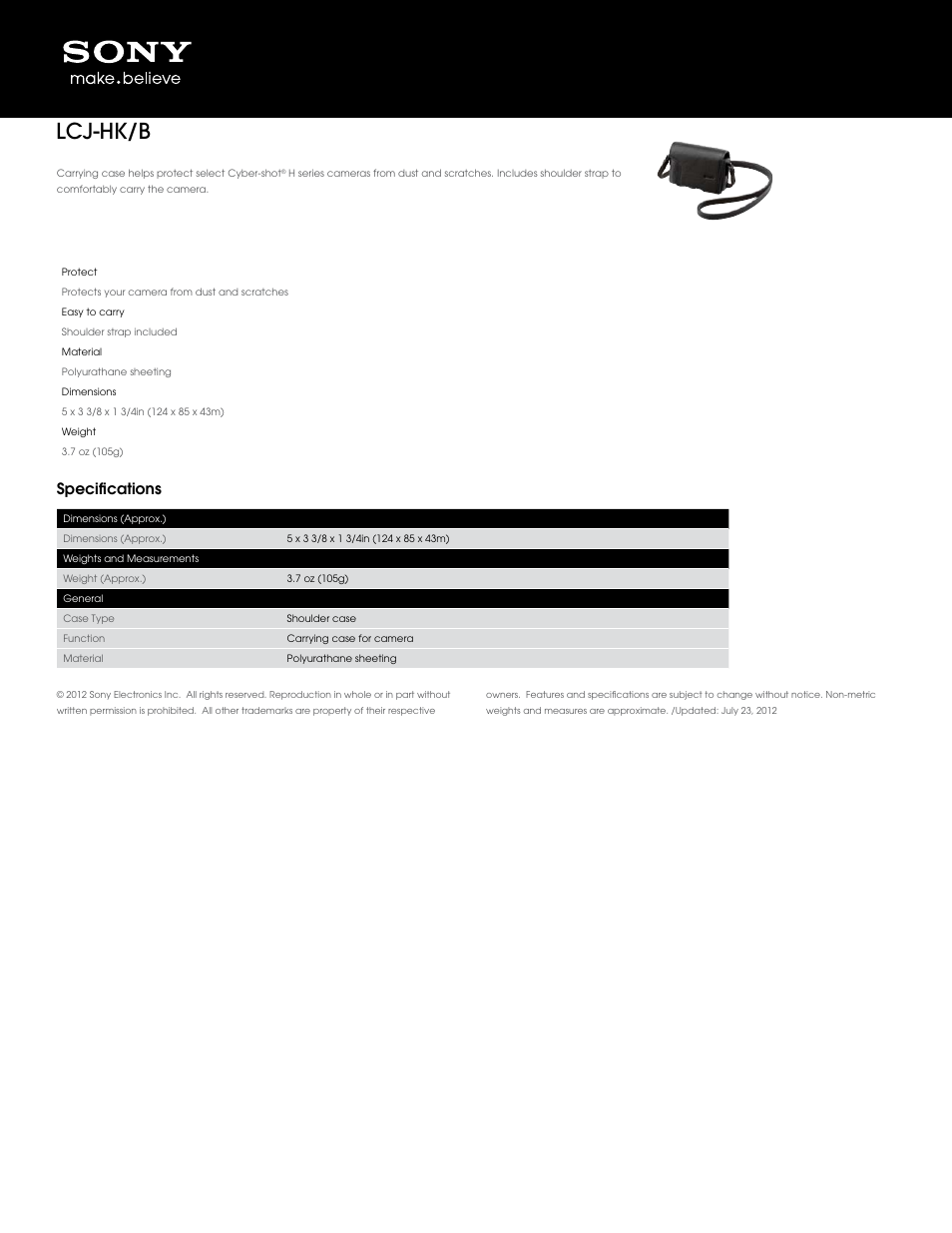 Sony LCJ-HK User Manual | 1 page