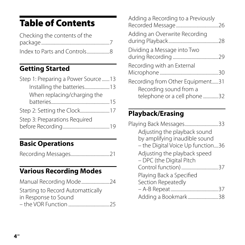 Sony ICD-SX68DR9 User Manual | Page 4 / 88