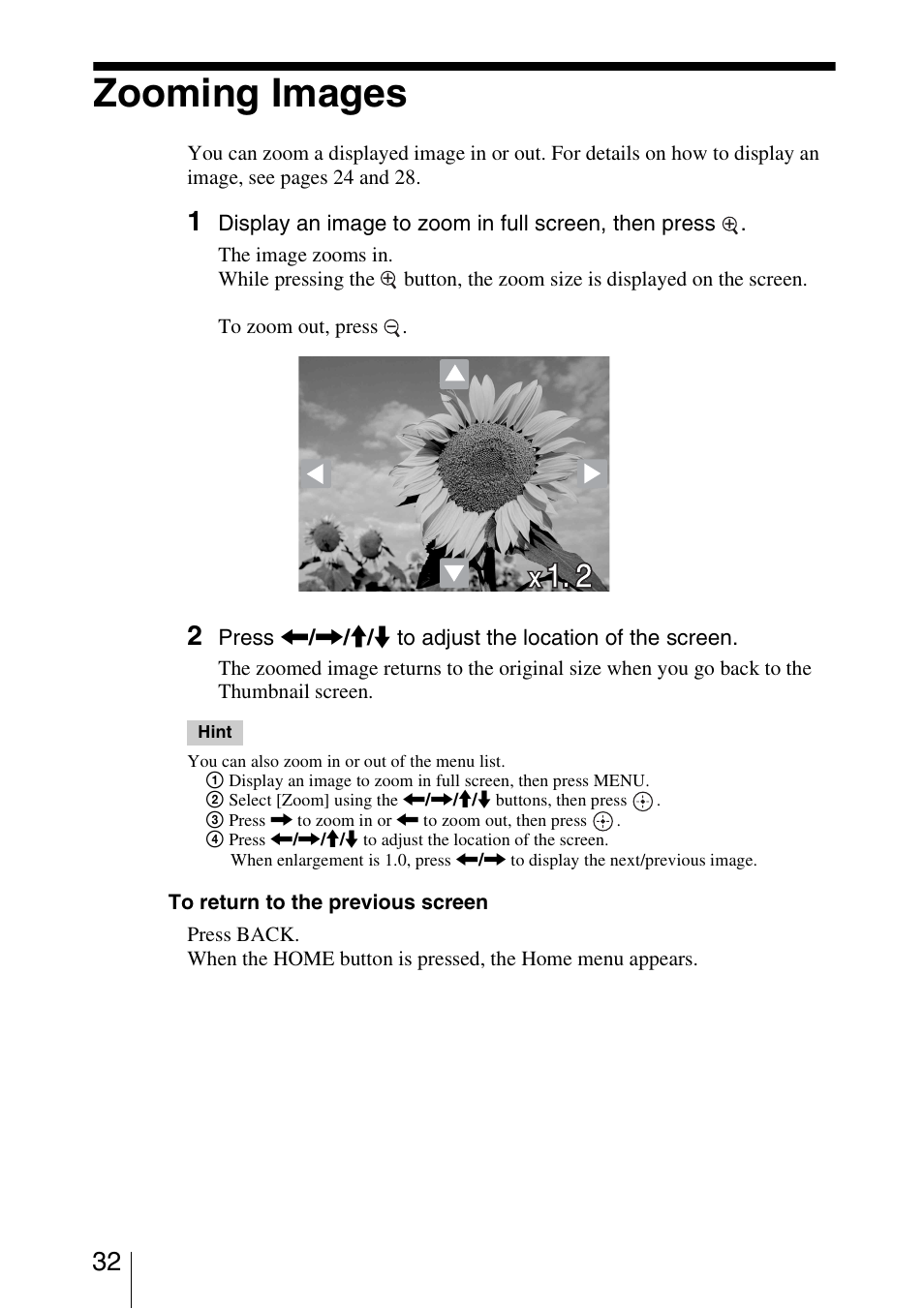 Zooming images | Sony HDPS-L1 User Manual | Page 32 / 68