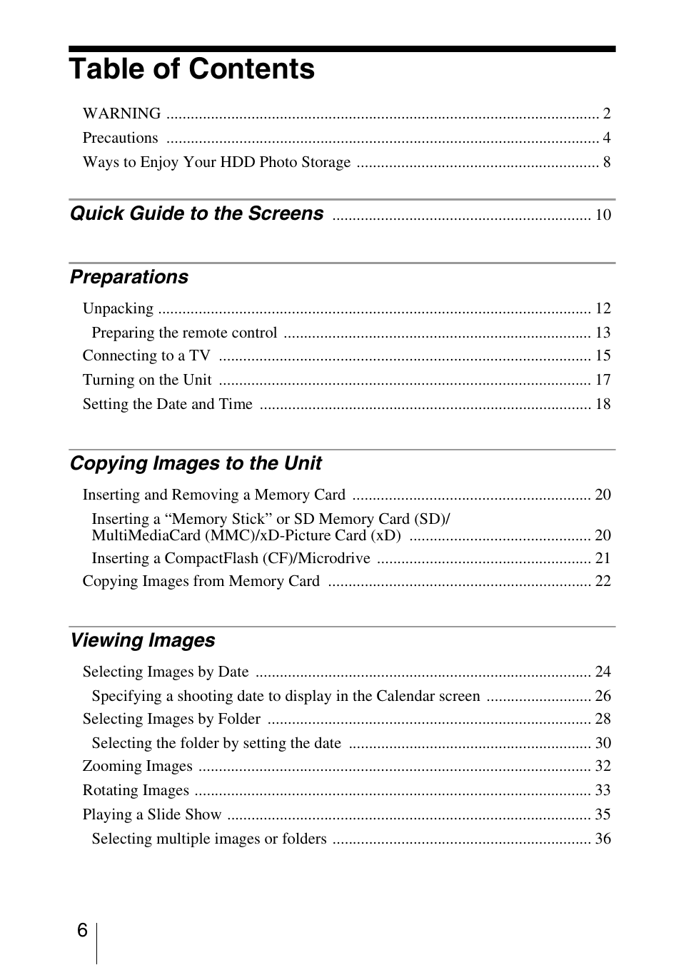 Sony HDPS-L1 User Manual | Page 6 / 68