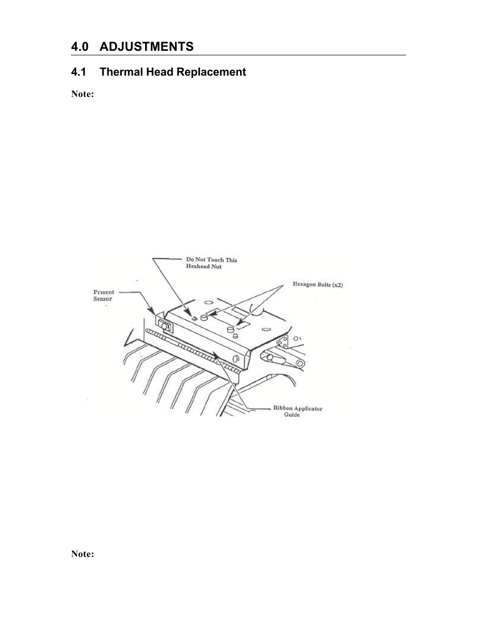 0 adjustments, 1 thermal head replacement | AMT Datasouth 5106 User Manual | Page 16 / 36
