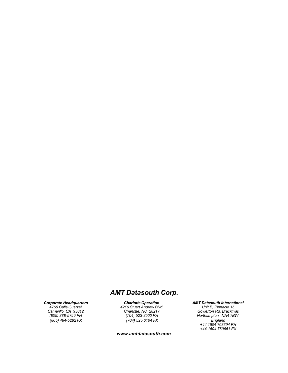 Amt datasouth corp | AMT Datasouth 5106 User Manual | Page 2 / 36