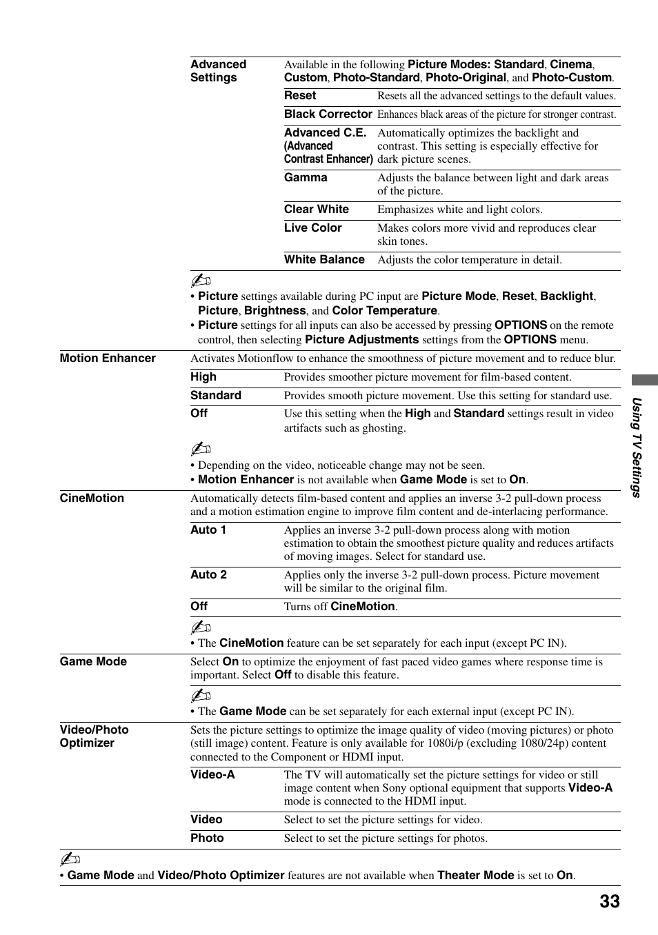 Sony KDL-52WL140 User Manual | Page 33 / 48