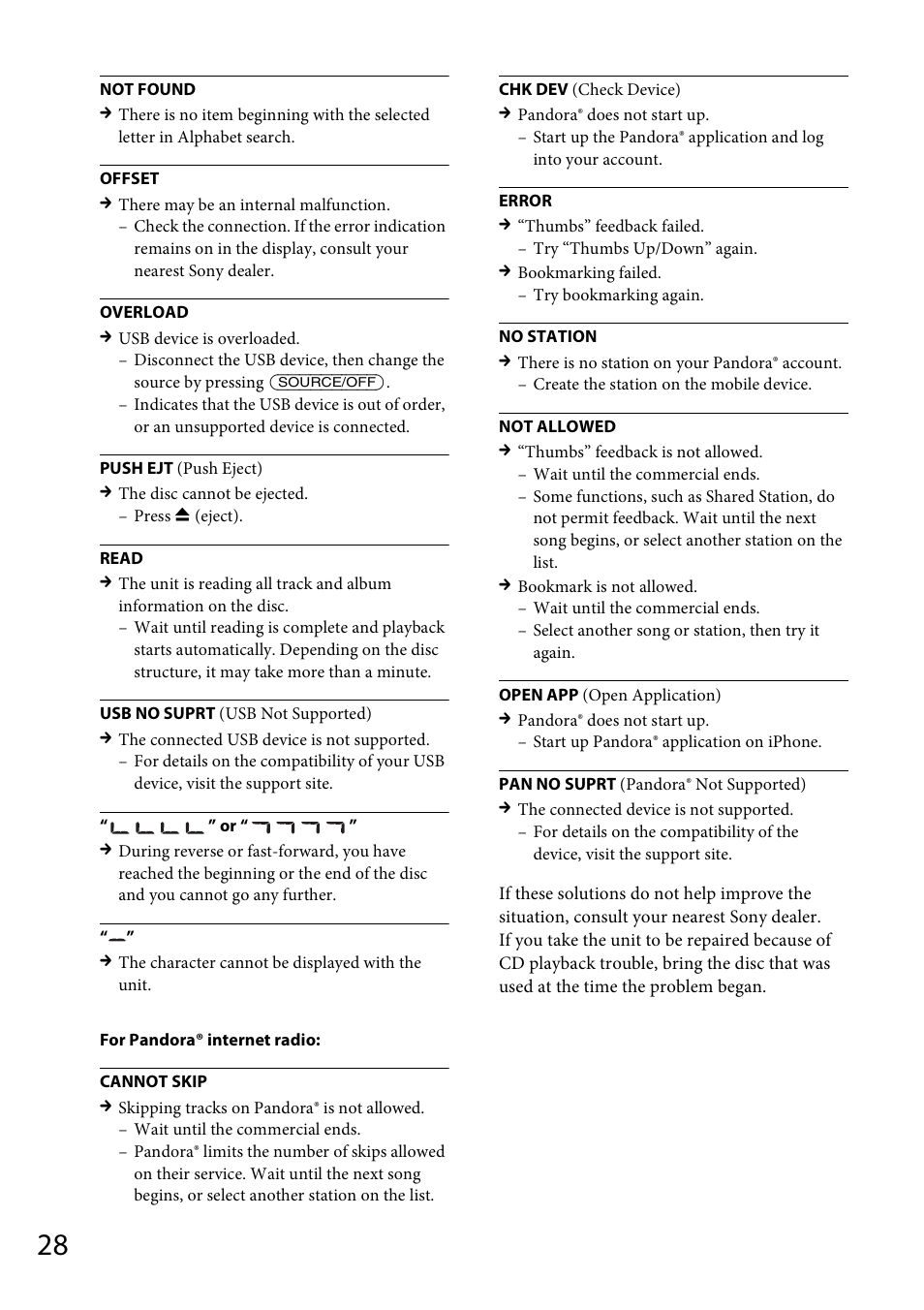 Sony CDX-GT57UPW User Manual | Page 28 / 64