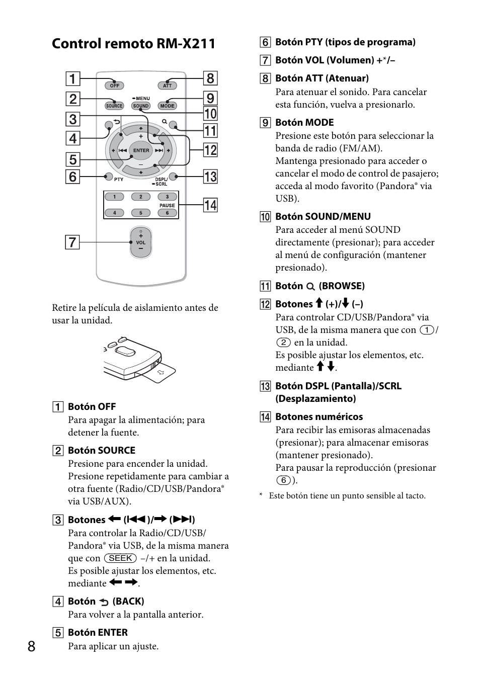 Control remoto rm-x211 | Sony CDX-GT57UPW User Manual | Page 36 / 64