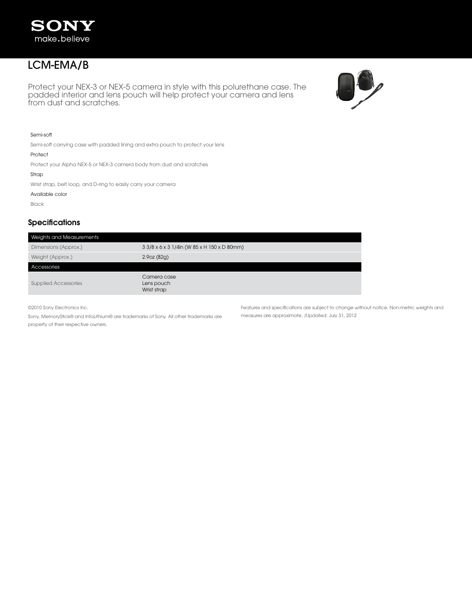 Sony LCM-EMA User Manual | 1 page