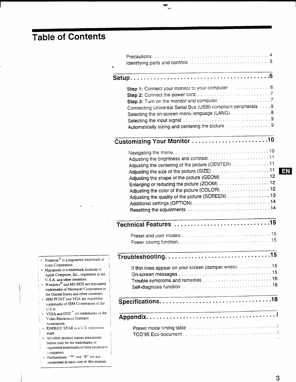 Sony GDM-F500 User Manual | Page 3 / 18