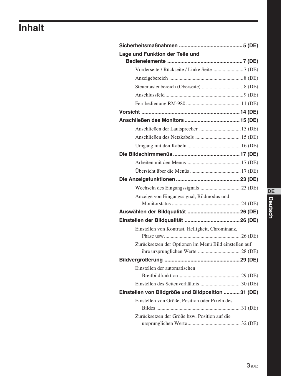 Inhalt | Sony FWD-50PX2 User Manual | Page 151 / 352