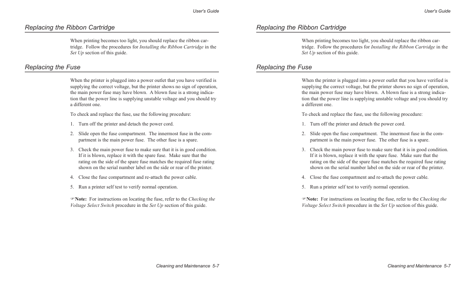 Replacing the ribbon cartridge, Replacing the fuse | AMT Datasouth AMTACCEL-5350 User Manual | Page 113 / 255