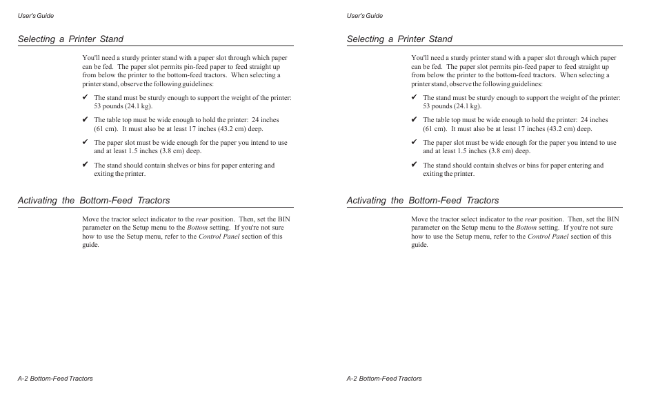 Selecting a printer stand, Activating the bottom-feed tractors | AMT Datasouth AMTACCEL-5350 User Manual | Page 152 / 255