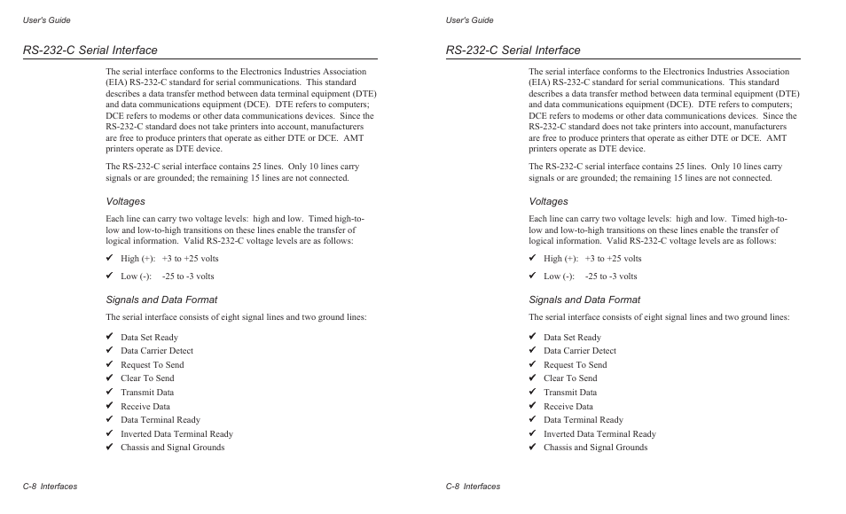 Rs-232-c serial interface | AMT Datasouth AMTACCEL-5350 User Manual | Page 172 / 255