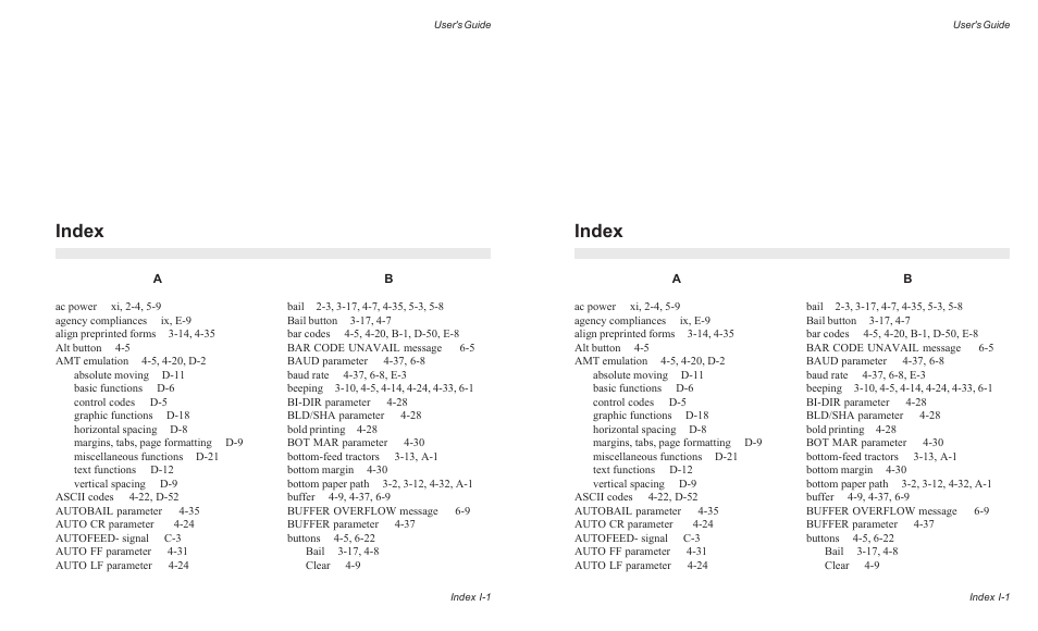 Index | AMT Datasouth AMTACCEL-5350 User Manual | Page 243 / 255