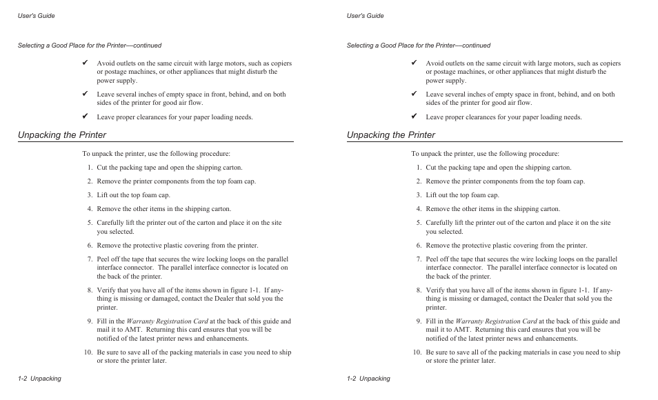 Unpacking the printer | AMT Datasouth AMTACCEL-5350 User Manual | Page 28 / 255