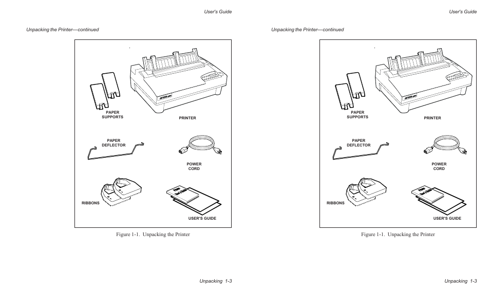 Figure 1-1. unpacking the printer | AMT Datasouth AMTACCEL-5350 User Manual | Page 29 / 255