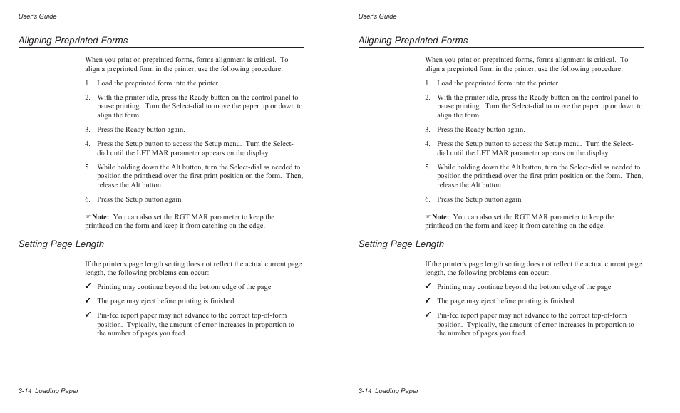 Aligning preprinted forms, Setting page length | AMT Datasouth AMTACCEL-5350 User Manual | Page 58 / 255