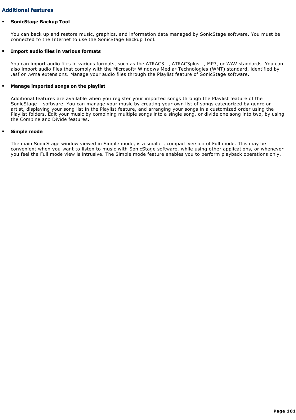 Additional features | Sony PCV-RZ32G User Manual | Page 101 / 223