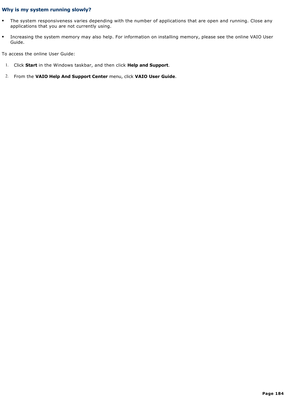 Why is my system running slowly | Sony PCV-RZ32G User Manual | Page 184 / 223