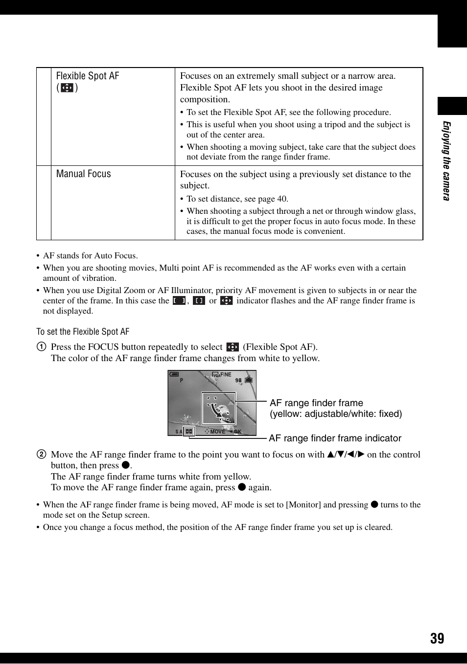 Af (39) | Sony DSC-H2 User Manual | Page 39 / 123