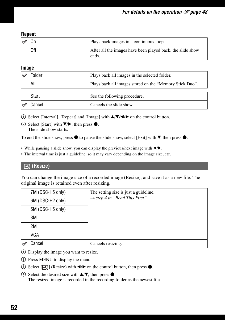 Resize) | Sony DSC-H2 User Manual | Page 52 / 123