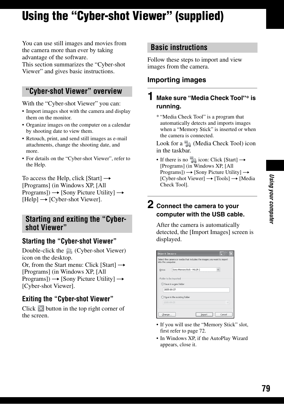 Using the “cyber-shot viewer” (supplied) | Sony DSC-H2 User Manual | Page 79 / 123
