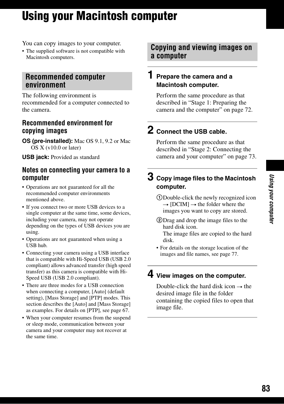 Using your macintosh computer | Sony DSC-H2 User Manual | Page 83 / 123
