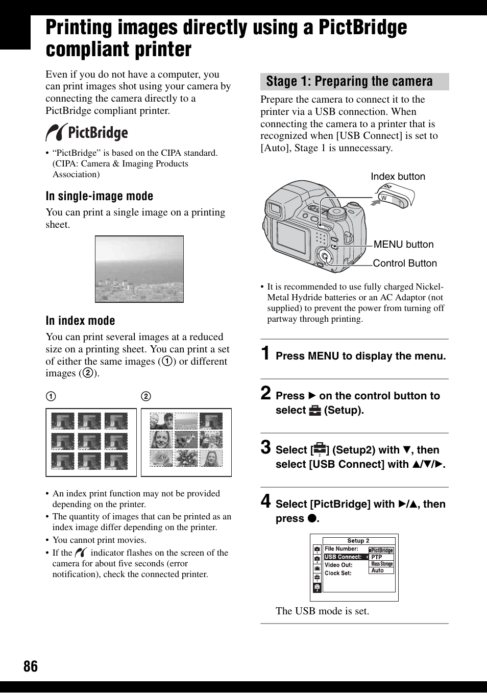 D 86, Stage 1: preparing the camera | Sony DSC-H2 User Manual | Page 86 / 123