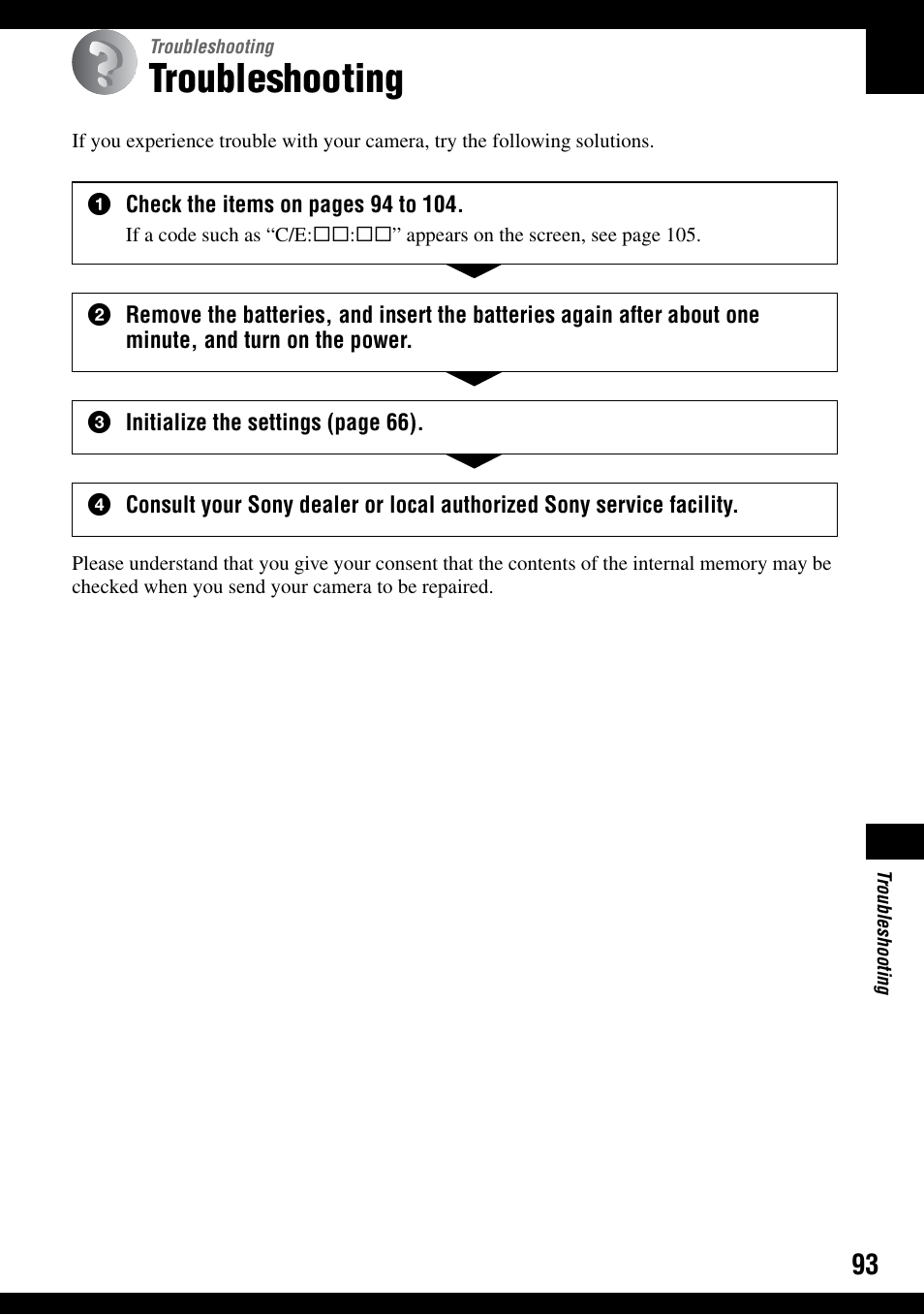 Troubleshooting | Sony DSC-H2 User Manual | Page 93 / 123