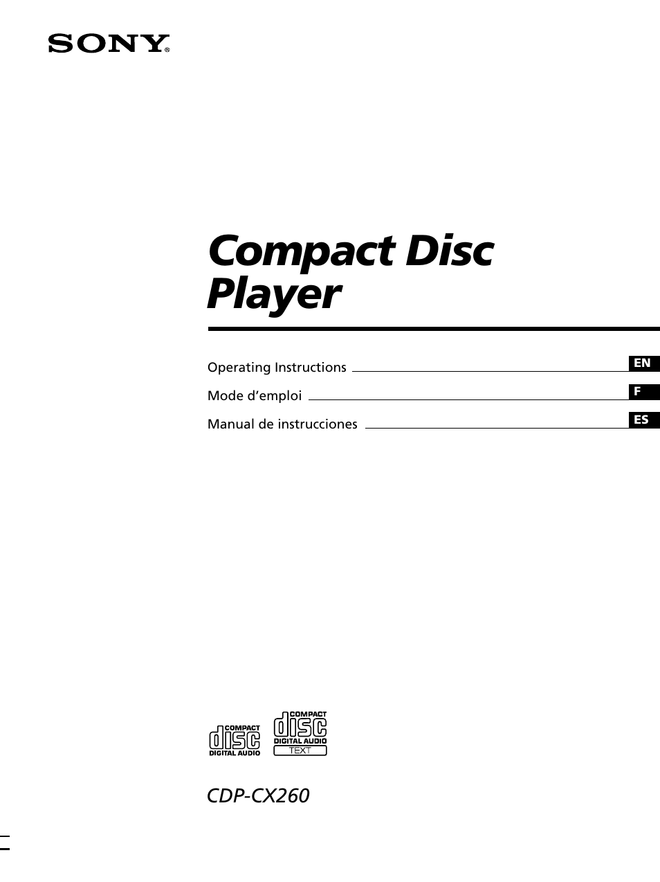 Sony CDP-CX260 User Manual | 120 pages