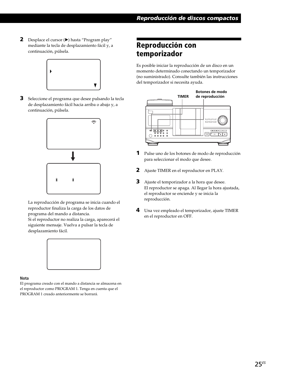 Reproducción con temporizador | Sony CDP-CX260 User Manual | Page 105 / 120