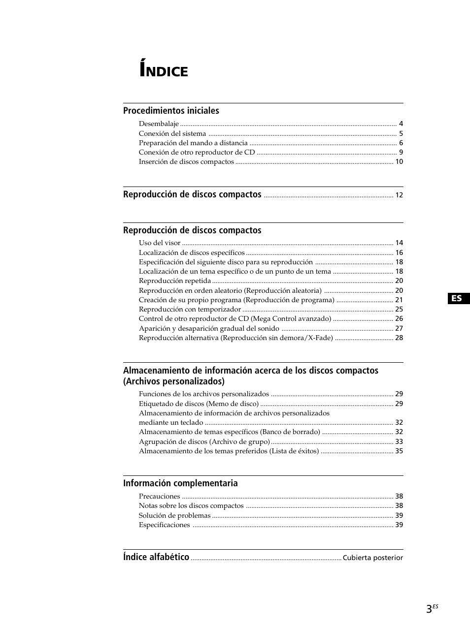 Ndice | Sony CDP-CX260 User Manual | Page 83 / 120